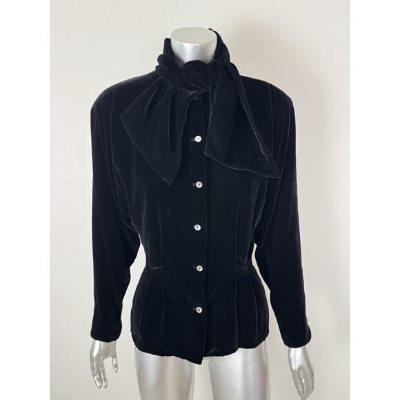 Ralph Lauren 70s Velvet Jacket Fitted Victorian Tie Neck USA Union Made 4